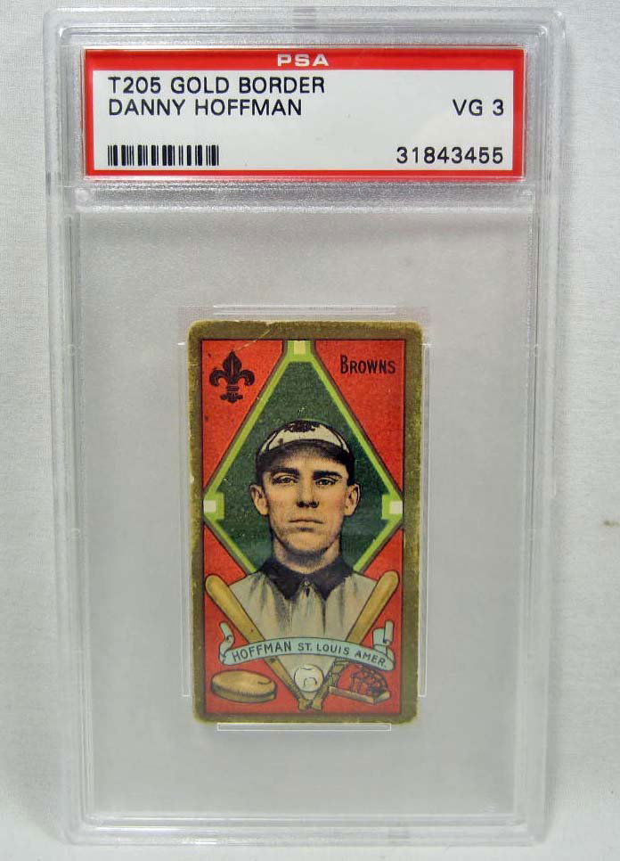 1911 T205 DANNY HOFFMAN BASEBALL CARD - PSA VG 3: 1911 T205 DANNY HOFFMAN BASEBALL CARD - PSA VG 3