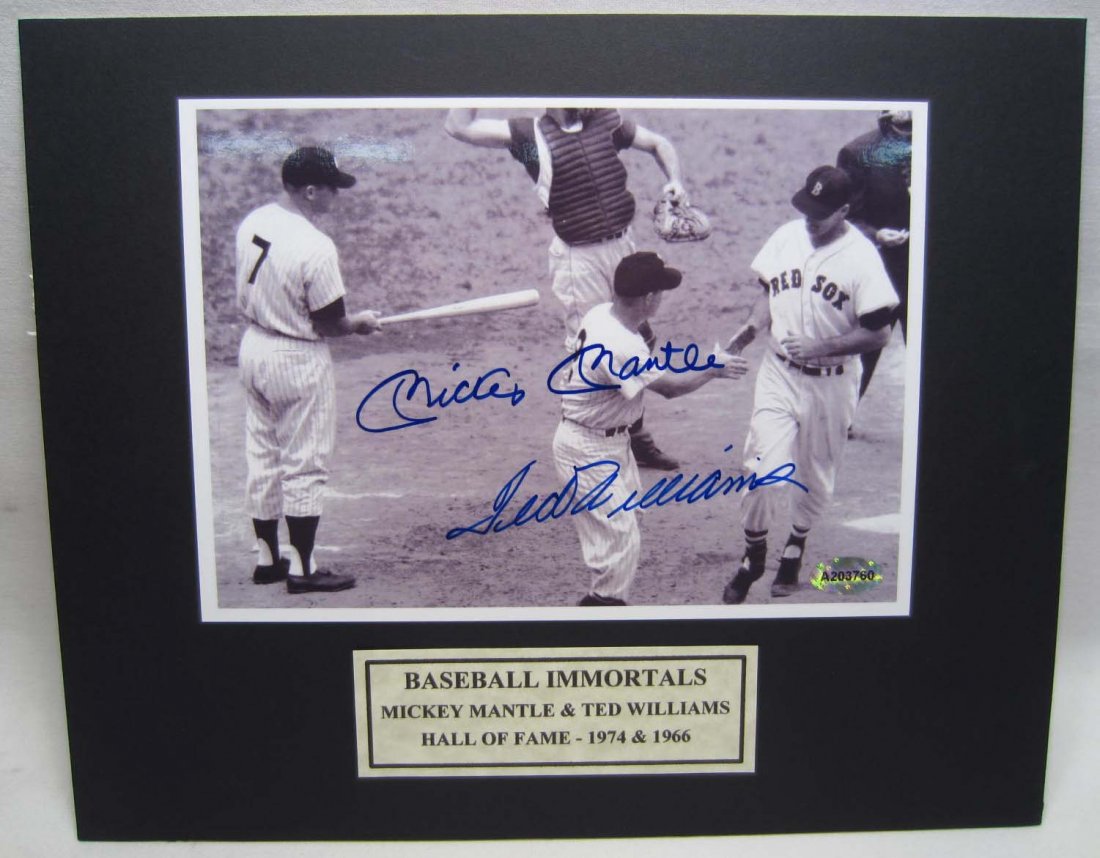 MATTED PHOTO OF MICKEY MANTLE AND TED WILLIAMS - SIGNED: Approx. 10" by 8"