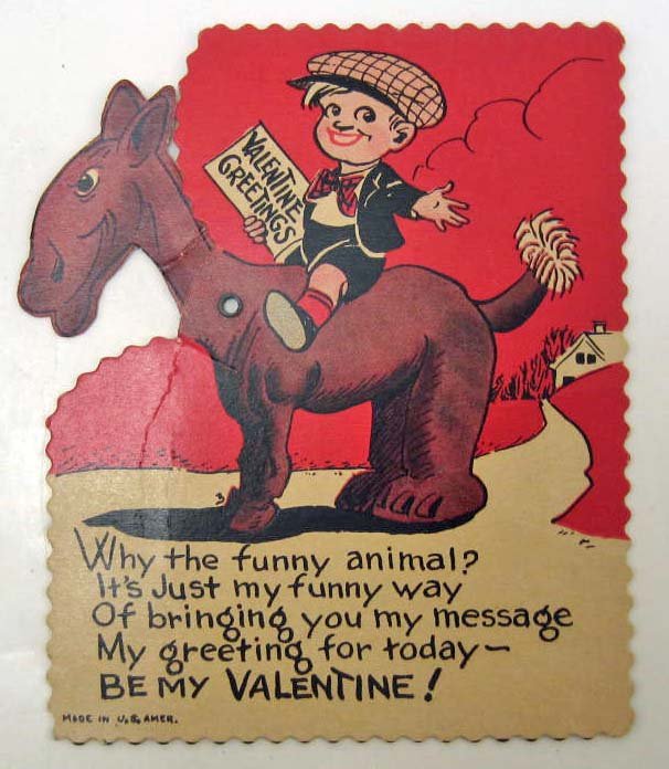 VINTAGE DIE CUT MECHANICAL VALENTINE - HEAD SPINS: VINTAGE DIE CUT MECHANICAL VALENTINE - HEAD SPINS