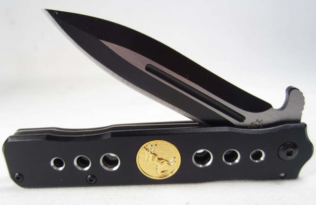COLT STILETTO KNIFE W/ BLACK HANDLE & BLADE: N/A