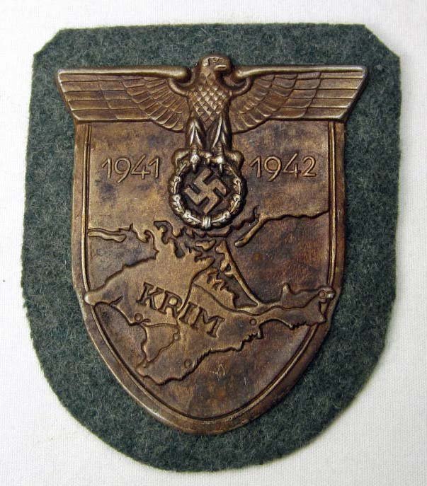 GERMAN NAZI KRIM SHIELD W/ FELT AND PAPER BACKING: N/A