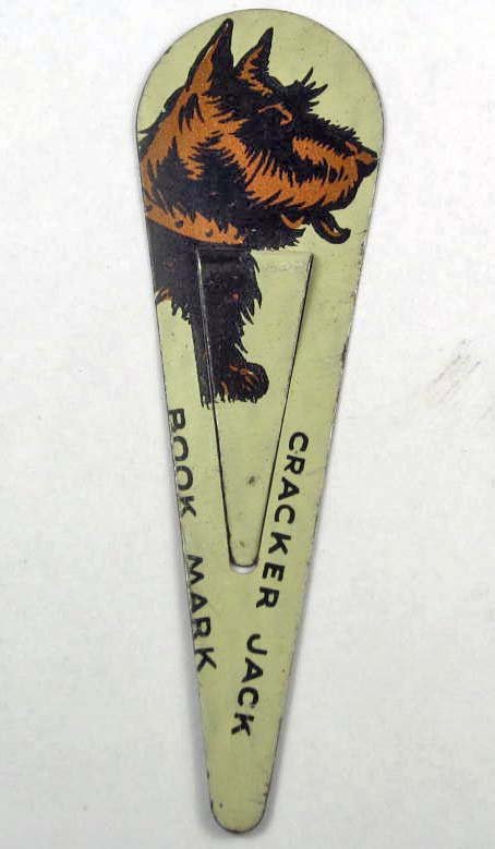 VINTAGE CRACKER JACK SCOTTISH TERRIER DOG METAL BOOKMAR