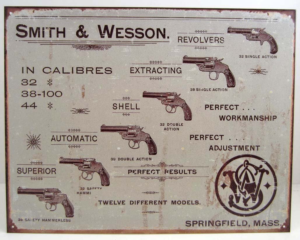 5422 - SMITH & WESSON METAL SIGN - 12.5" X 16"