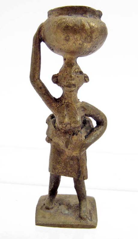 ANTIQUE AFRICAN TRIBAL BRONZE FIGURINE -3.25 " TALL