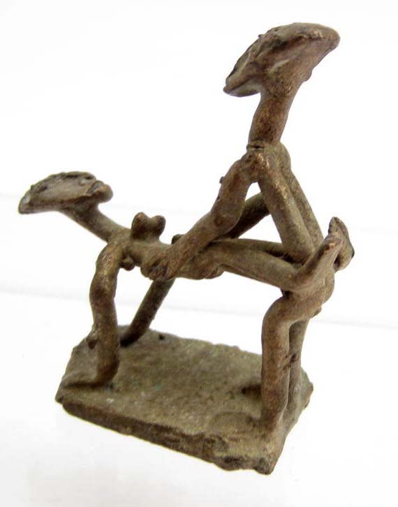 ANTIQUE AFRICAN TRIBAL EROTIC FERTILITY BRONZE FIGURINE