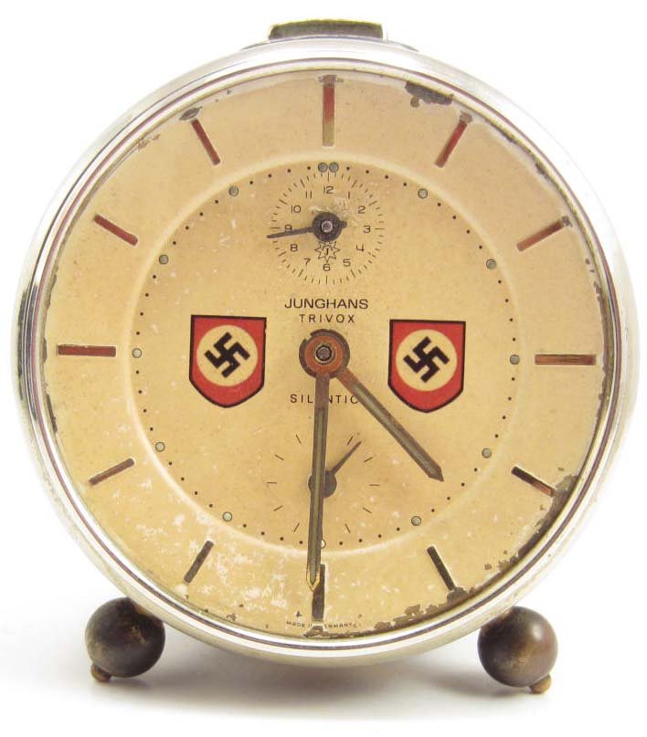GERMAN NAZI NSDAP ALARM CLOCK: Glass Missing over face