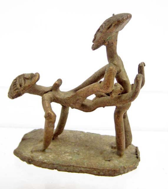 ANTIQUE AFRICAN TRIBAL EROTIC FERTILITY BRONZE FIGURINE