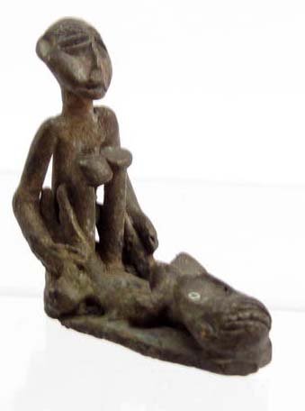 ANTIQUE AFRICAN TRIBAL EROTIC FERTILITY BRONZE FIGURINE