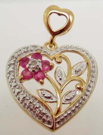 5627 - 14K GOLD OVER STERLING SILVER RUBY PENDANT