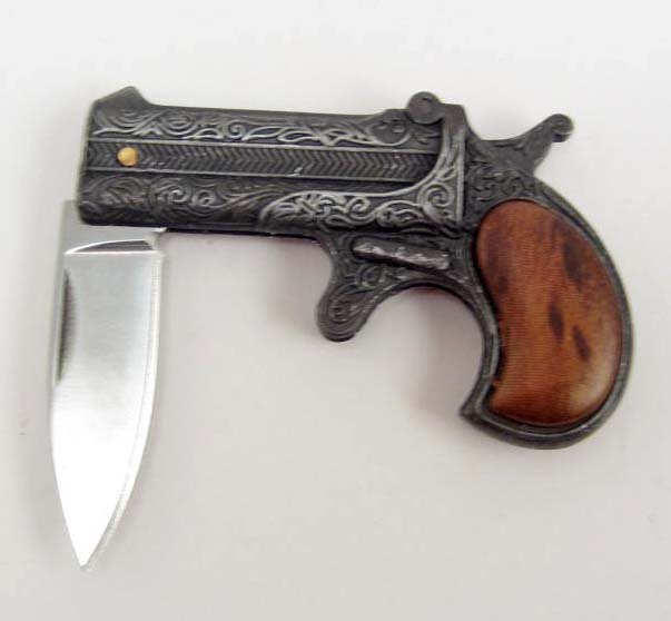 6042 - DERRINGER NOVELTY KNIFE W/ WOOD INSERTS