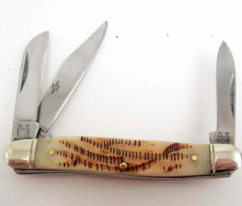 6129 - ROUGH RIDER SMALL STOCKMAN POCKET KNIFE W/ STAG