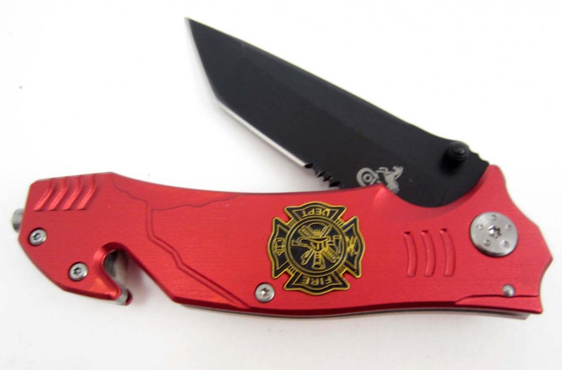 6064 - COLT FIREFIGHTER LINERLOCK KNIFE W/ RED ALUMINUM