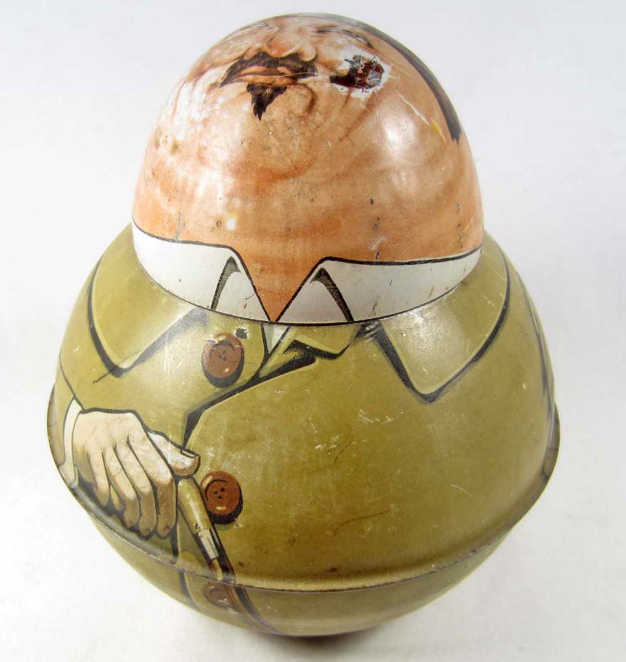 ORIGINAL EARLY DIXIE QUEEN PLUG CUT ROLY POLY: ORIGINAL EARLY DIXIE QUEEN PLUG CUT ROLY POLY ADVERTISING TIN - Approx. 6" diameter by 7" tall