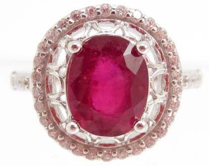 5842 - STERLING SILVER PINK RUBY RING SIZE 7: N/A