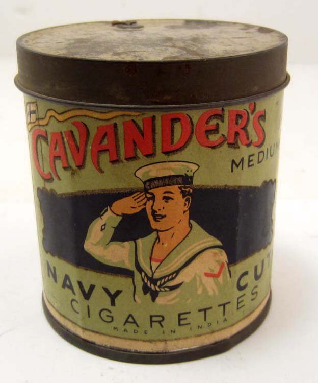 VINTAGE CAVANDER'S NAVY CUT CIGARETTES TOBACCO: Has Original Paper Label - 3" tall