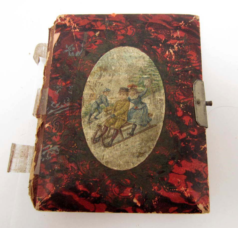 ANTIQUE PHOTO ALBUM W/ 8 TINTYPE PHOTOS, 2 BLUE: ANTIQUE PHOTO ALBUM W/ 8 TINTYPE PHOTOS, 2 BLUE CYANOTYPES & 1 OTHER PHOTO - 1 Man wearing Bowler hat & Smoking a Cigar - Album has condition issues