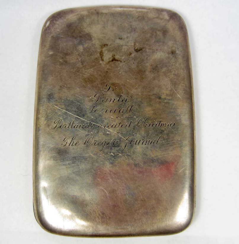 RARE C. 1920'S STERLING SILVER CIGAR HOLDER - TO SANTA: "To Santa to Recall Portland's Greatest Christmas - The Oregon Journal". Extremely rare for employees who portrayed Santa Claus to receive smoking related gifts! The Oregon Journal was Oregon's 2nd la