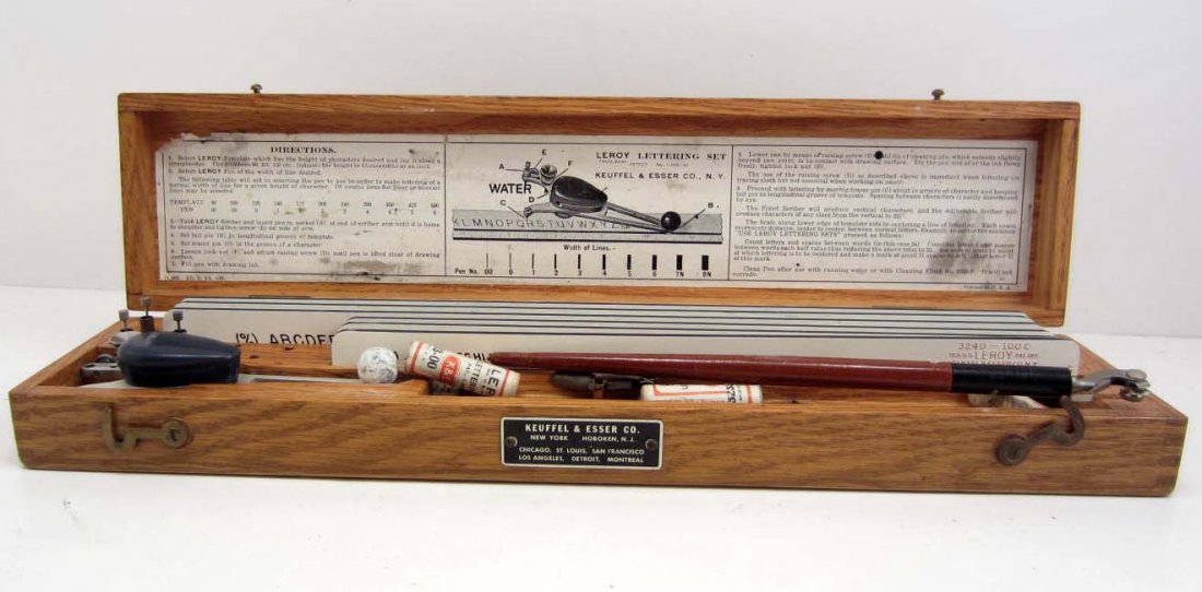 ANTIQUE KEUFFEL & ESSER LEROY LETTERING SET IN CASE: N/A