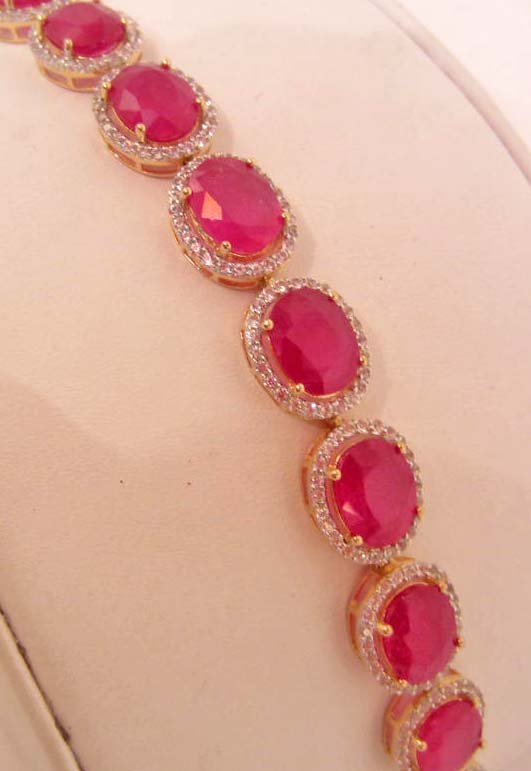 YELLOW & WHITE GOLD OVER STERLING SILVER RUBY &: YELLOW & WHITE GOLD OVER STERLING SILVER RUBY & SAPPHIRE BRACELET - Comes with Appraisal of $24,241.00