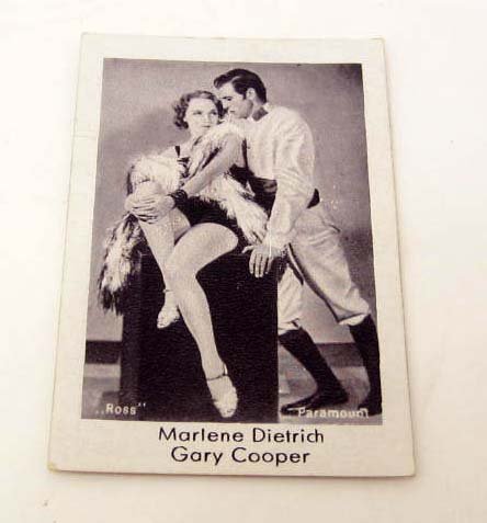 6669 - C. 1930'S GARY COOPER & MARLENE DIETRICH JOSETTI: C. 1930'S GARY COOPER & MARLENE DIETRICH JOSETTI CIGARETTE CARD