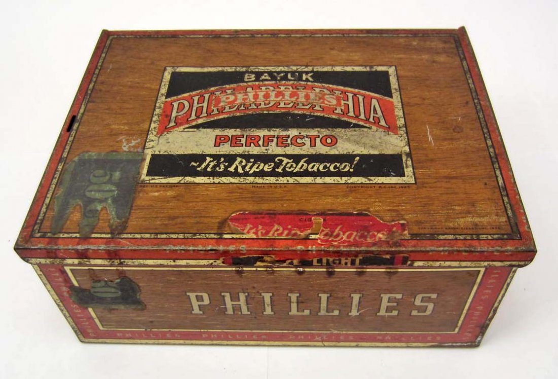 VINTAGE PHILADELPHIA PHILLIES ADVERTISING CIGAR BOX - 5