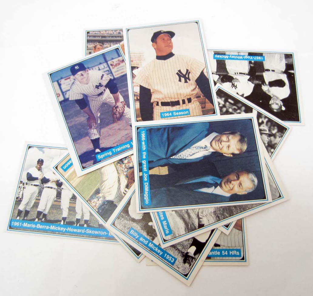LOT OF 12 C.1982 AUTHENTIC SPORTS BASEBALL CARDS -: Cards include Mickey Mantle, Joe DiMaggio, Roger Maris, Whitey Ford & Billy Martin
