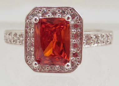 5801 - SILVER GARNET & TOPAZ RING SIZE 8