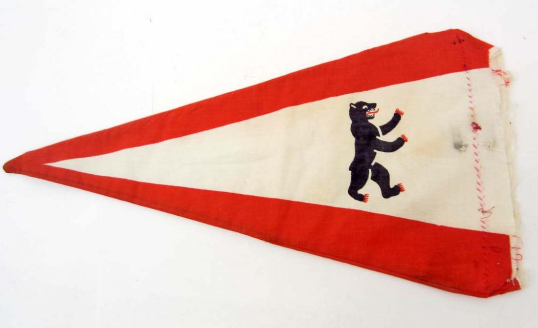 GERMAN NAZI POLITICAL GAU BERLIN OFFICERS STAFF CAR: Approx. 8 1/4" by 15 3/4". Two piece machine sewn printed cotton construction.