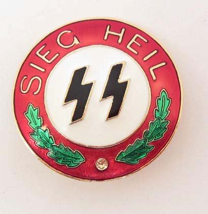 GERMAN NAZI ENAMELED SIEG HEIL BADGE W/ SCREW BACK: N/A