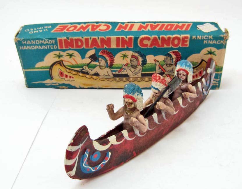 C. 1960'S INDIANS IN CANOE TOY / KNICK KNACK IN: C. 1960'S INDIANS IN CANOE TOY / KNICK KNACK IN ORIGINAL BOX