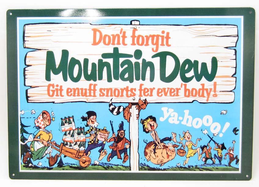 MOUNTAIN DEW SODA VINTAGE STYLE METAL SIGN
