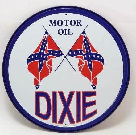 DIXIE MOTOR OIL ROUND METAL ADVERTISING SIGN