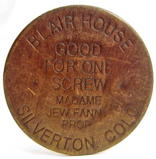 BLAIR HOUSE SILVERTON CO BRASS BROTHEL CAT HOUSE TOKEN Nov 02, 2013