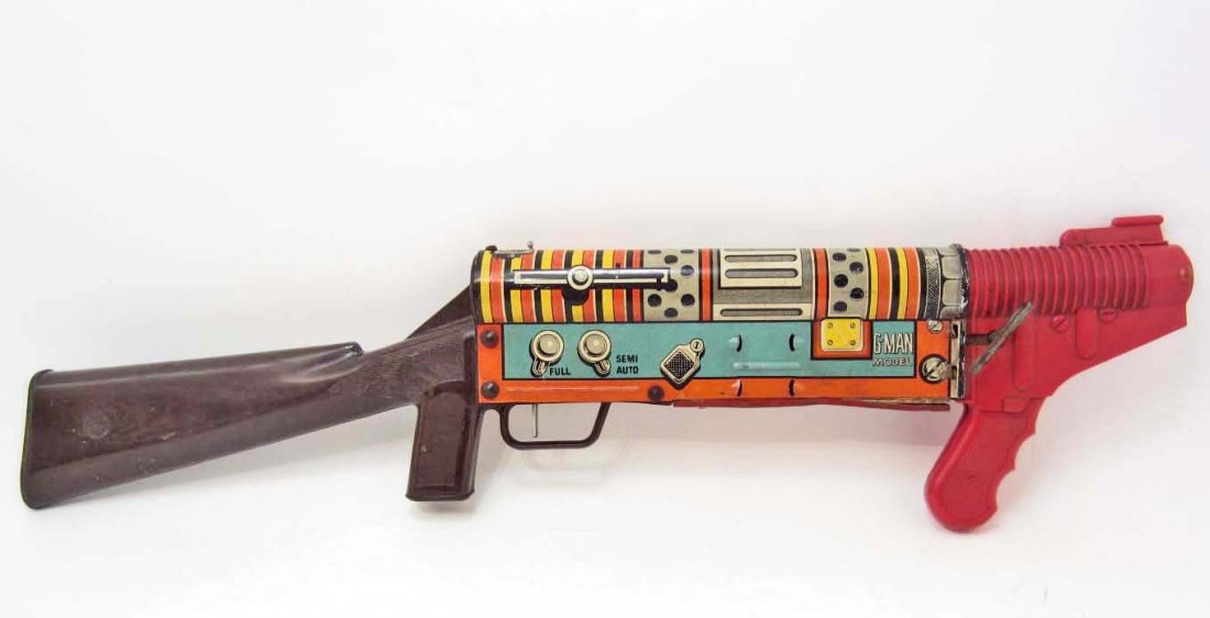 C. 1950'S TIN LITHO MACHINE GUN TOY WIND-UP