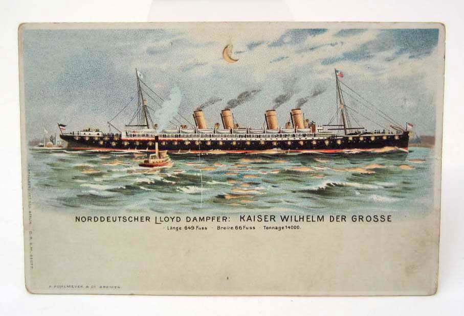 VINTAGE NORTH GERMAN STEAMER SHIP HOLD TO LIGHT: N/A