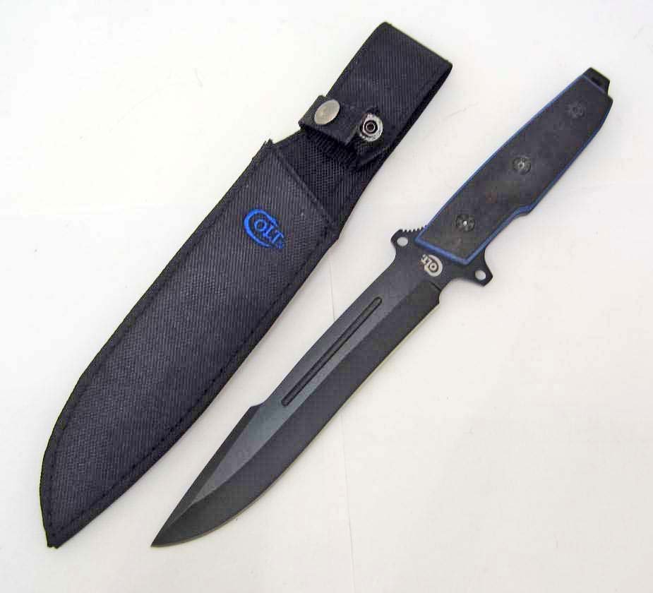 COLT TACTICAL BOWIE KNIFE W/ SHEATH: Approx. 15" long overall