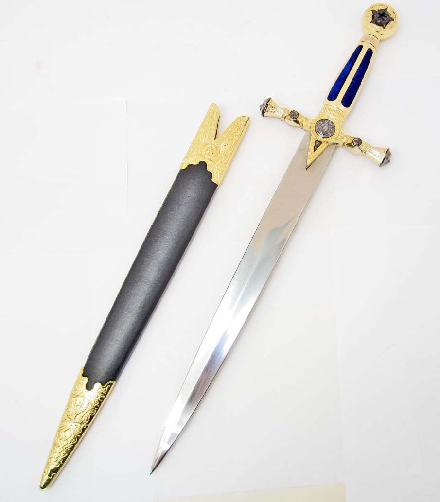 MASONIC STYLE DAGGER W/ SCABBARD: Approx. 19" long overall