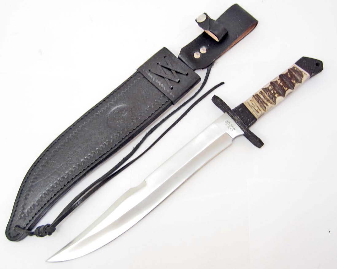 COLT ARKANSAS FIGHTING BOWIE KNIFE W/ SHEATH: Approx. 17.5" long overall
