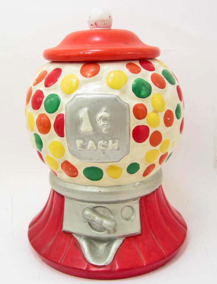 COOKIE JAR - BUBBLE GUM MACHINE - CALIFORNIA ORIGINAL: Measures approximately 11" tall.
