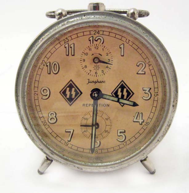 GERMAN NAZI SS ALARM CLOCK: Face is marked Junghans Repetition. Made in Germany