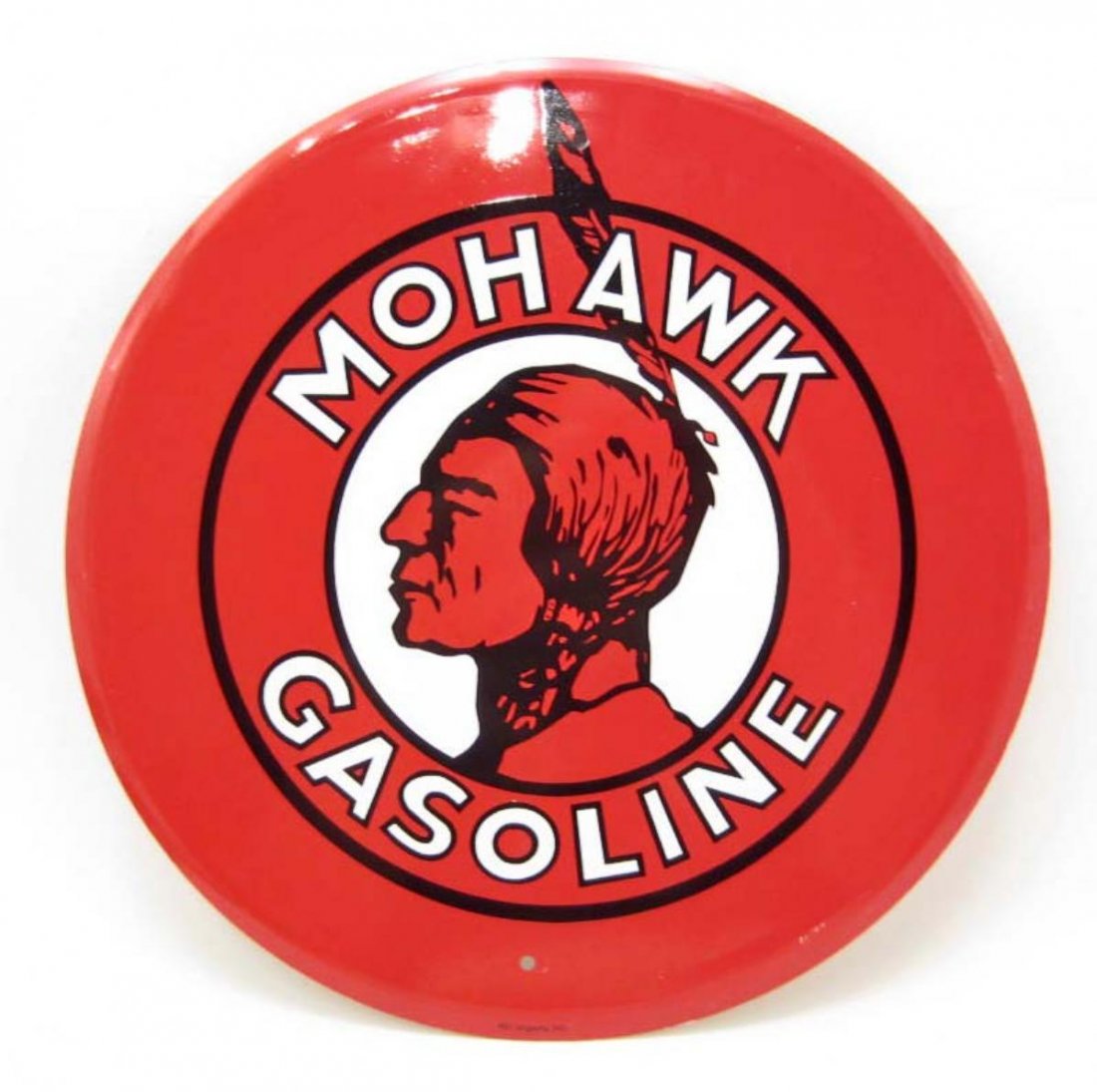 MOHAWK GASOLINE ROUND METAL VINTAGE STYLE INDIAN SIGN