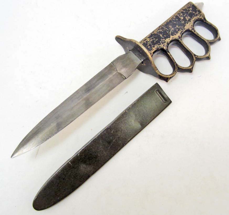 US BRASS KNUCKLE COMBAT TRENCH KNIFE W/ SCABBARD Jan 26, 2014