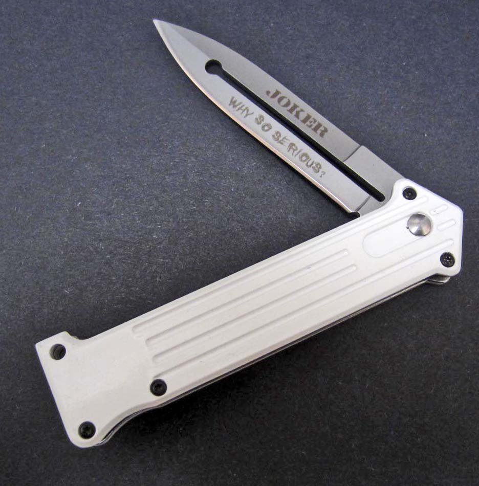 WHITE JOKER SPRING ASSIST. FOLDER KNIFE: Approx. 4.5" long