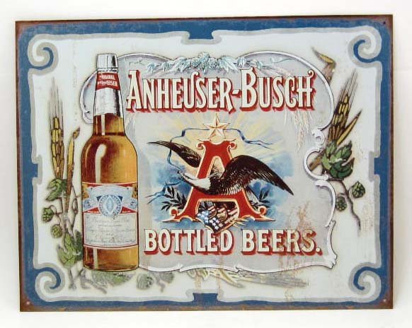 ANHEUSER-BUSCH METAL SIGN APPROX 16" X 12 1/2": n/a