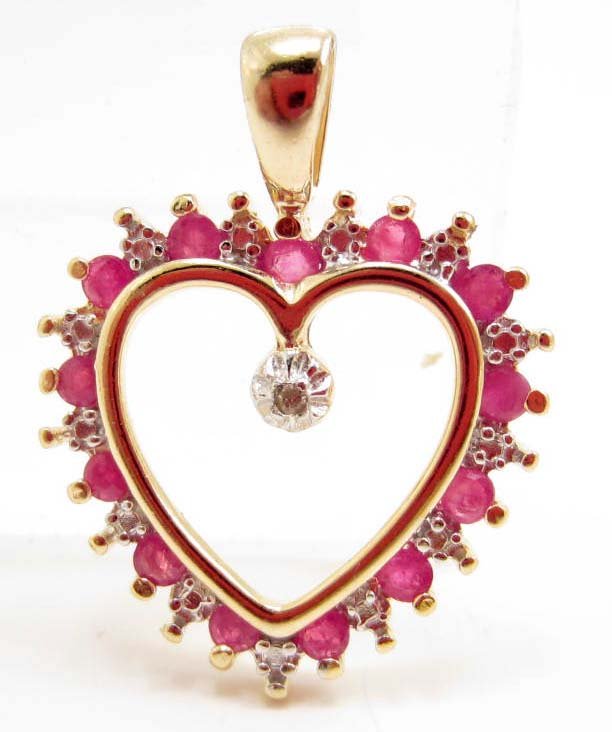 14K GOLD OVER STERLING SILVER PINK RUBY PENDANT: n/a