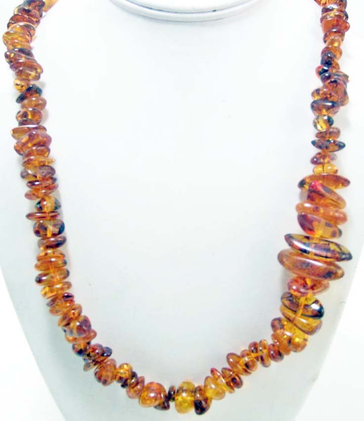 SOVIET RUSSIAN BUGS IN AMBER BEADS NECKLACE W/ TAG: tag from 1988