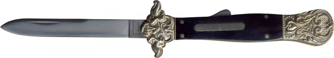 SCHRADE FOLDING DIRK KNIFE W/ BUFFALO HORN HANDLE: N/A