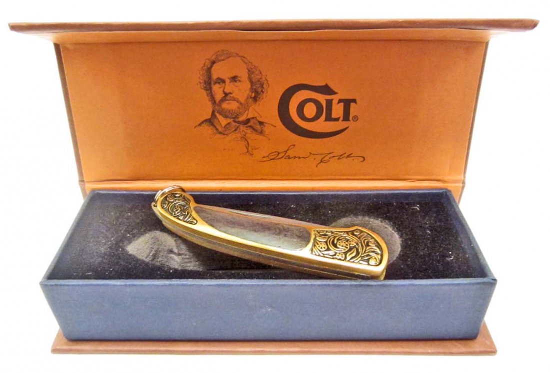 COLT SAMUEL COLT POCKET KNIFE W/ CASE: approx : 3 inches