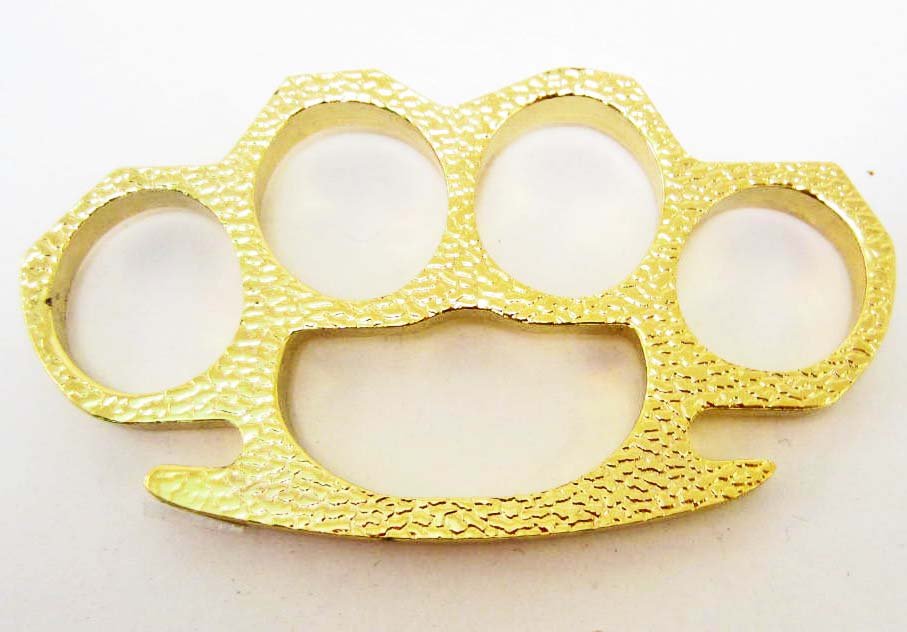 BUD K GOLD BRASS KNUCKLES PAPER WEIGHT: approx : 4 inches