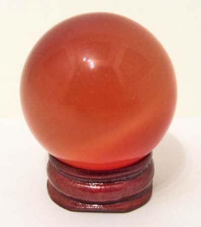 RED CATS EYE CRYSTAL BALL SPHERE W/ STAND: 40mm
